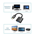 DisplayPort (DP) to VGA Converter Adapter | 1080P & 2K Video Support | Plug & Play
