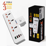 Speed-X 304PUC Premium Portable Power Strip 3 Sockets 3 USB + 1 Type-C