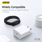 Aspor A801 20W USB-C Fast Charger QC 3.0 US Pin – White