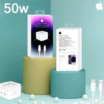 iPhone 14 Pro 50W USB-C + USB-C Power Adapter (US 2-Pin) with USB-C to Lightning Cable