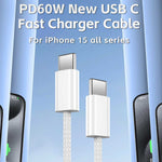 iPhone 15 Pro Max PD 60W Fast Charging USB-C to USB-C Braided Nylon Cable (3A)