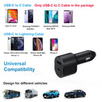 Samsung 45W PD + 15W USB Dual Port Super Fast Car Charger with Cable