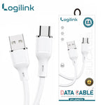 LogiLink USB to Type-C Silicone Fast Charging Data Cable (1m, White)