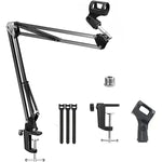 SYGA 35cm Metal Microphone Boom Arm Stand Adjustable Desk Mount Black