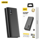 Aspor A336 20000mAh 22.5W Fast Charging Power Bank with LCD Display
