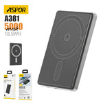 Aspor A381 5000mAh Magnetic Wireless Power Bank 20W PD Mini Portable Charger