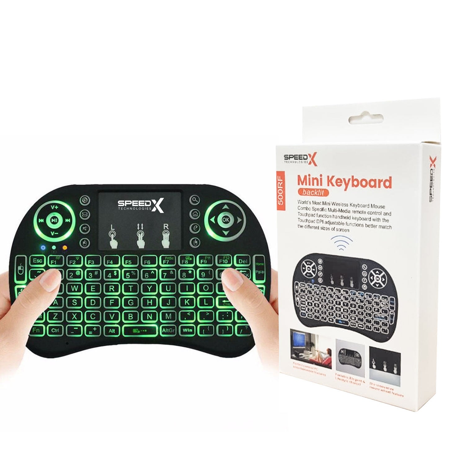 SpeedX RF 500 Mini Touch Pad Wireless Backlight Keyboard Mouse