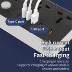 Speed-X 603PU Universal Travel Power Extension 3 Sockets 3 USB + 2 Type-C 2M