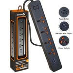 Speed-X 403PUC Premium Portable Power Strip 4 Sockets 2 USB + 1 Type-C