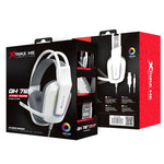 Xtrike Me GH-712 RGB Gaming Headset with 50mm Drivers, Noise Reduction Mic & LED Lighting – 3.5mm + USB Wired Gaming Headphone (White)