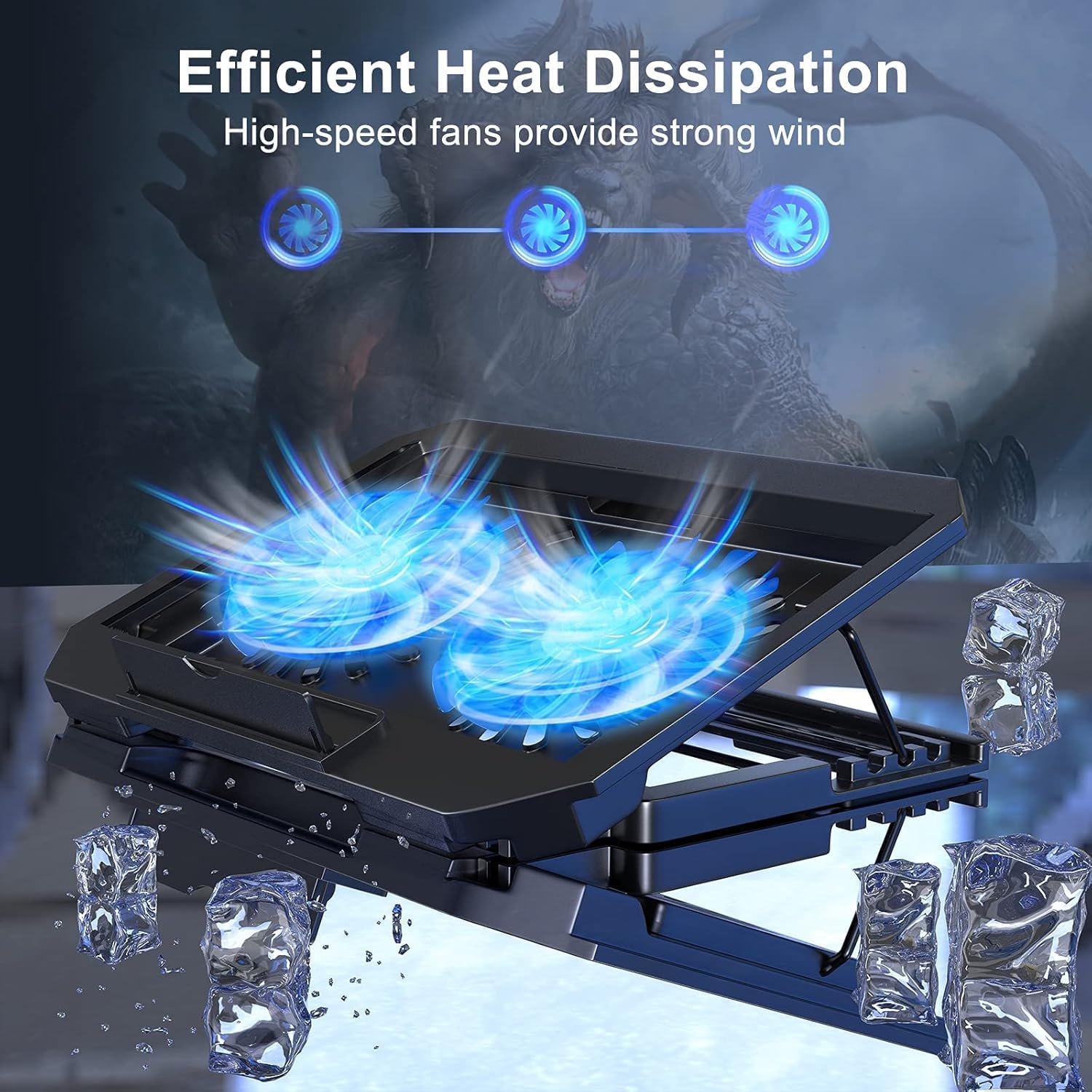 XTRIKE ME FN818 Laptop Cooling Pad Stand for 11-17 Inch Laptops with Dual LED Fans