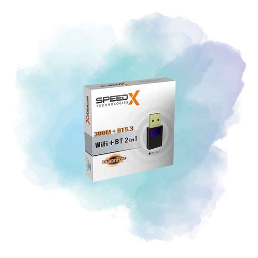 SpeedX W107 WiFi + Bluetooth 5.3 USB Adapter 300Mbps Plug & Play