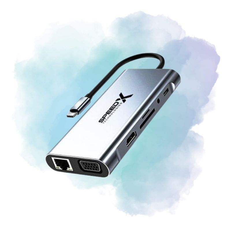 SpeedX SP-TC1101 11-in-1 Type C Hub 4K HDMI VGA USB Adapter