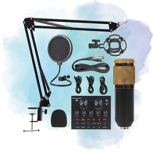 V8 BM-800 Podcast Condenser Microphone Set with Live Sound Card