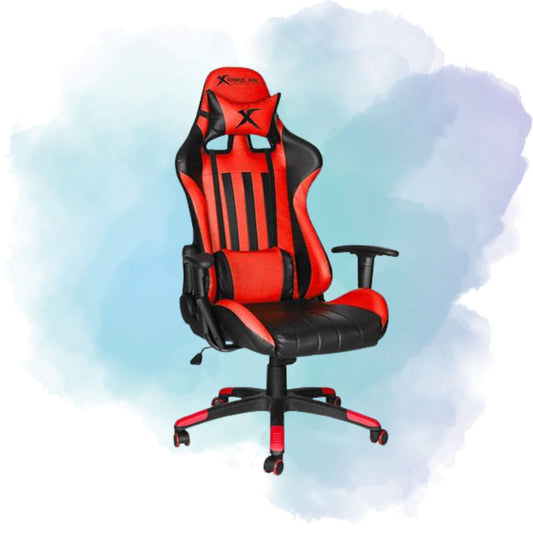 XTRIKE ME GC-905BK Ergonomic Adjustable Gaming Chair with Caster Wheels & Lumbar Cushion – Red/Black