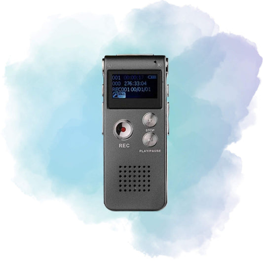 8GB Digital Voice Recorder with LCD Display & Rechargeable Battery