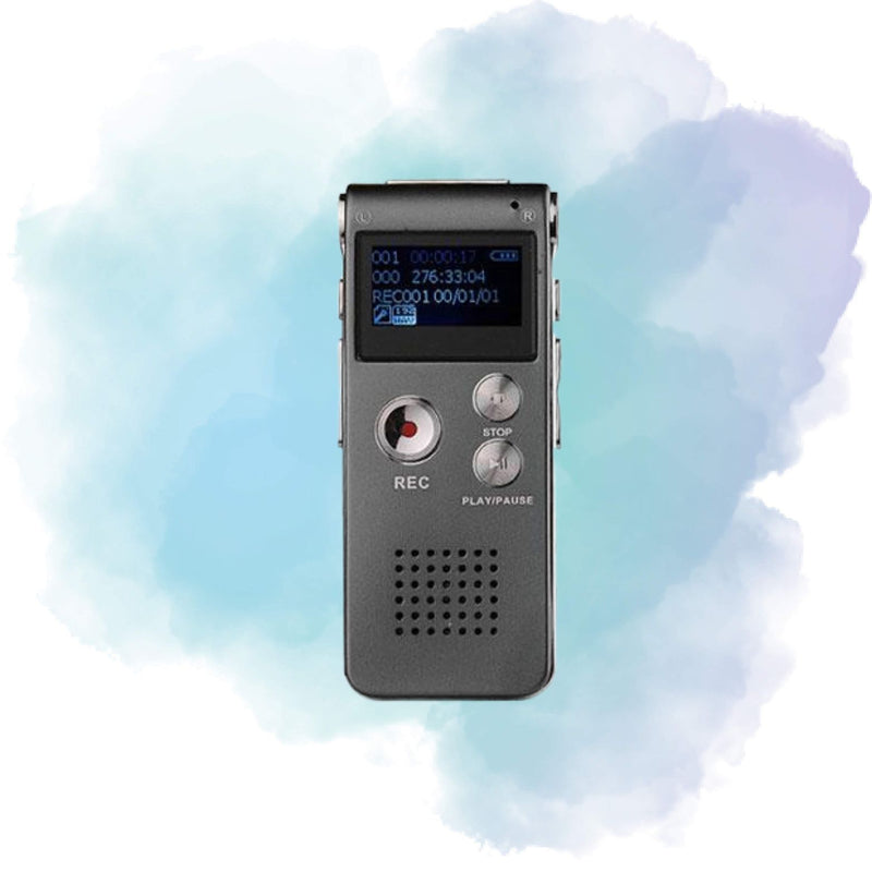 8GB Digital Voice Recorder with LCD Display & Rechargeable Battery
