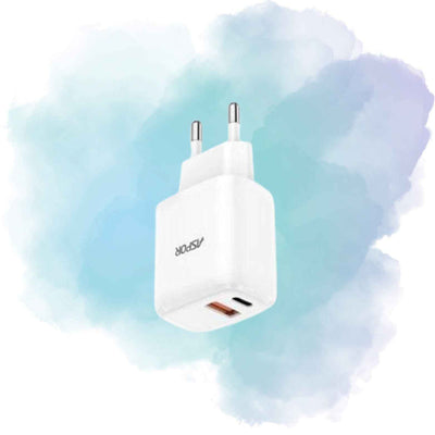 Aspor A821EU 20W PD & QC Dual Port Fast Charger EU Plug