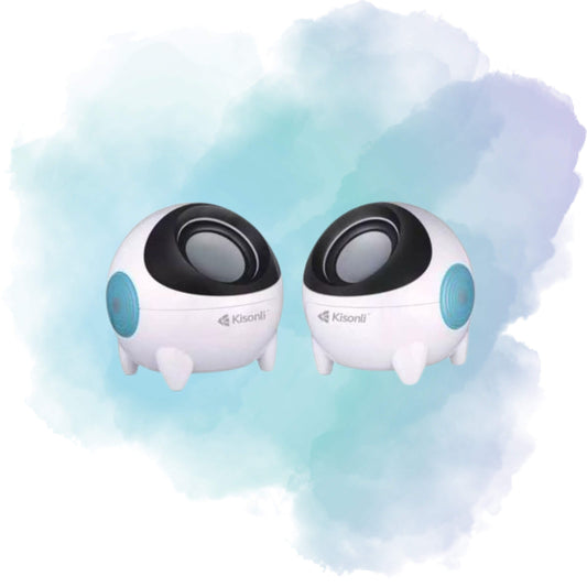 Kisonli K800 Mini USB Speakers | 6W Stereo Desktop Speakers | 3.5mm AUX for PC & Laptop