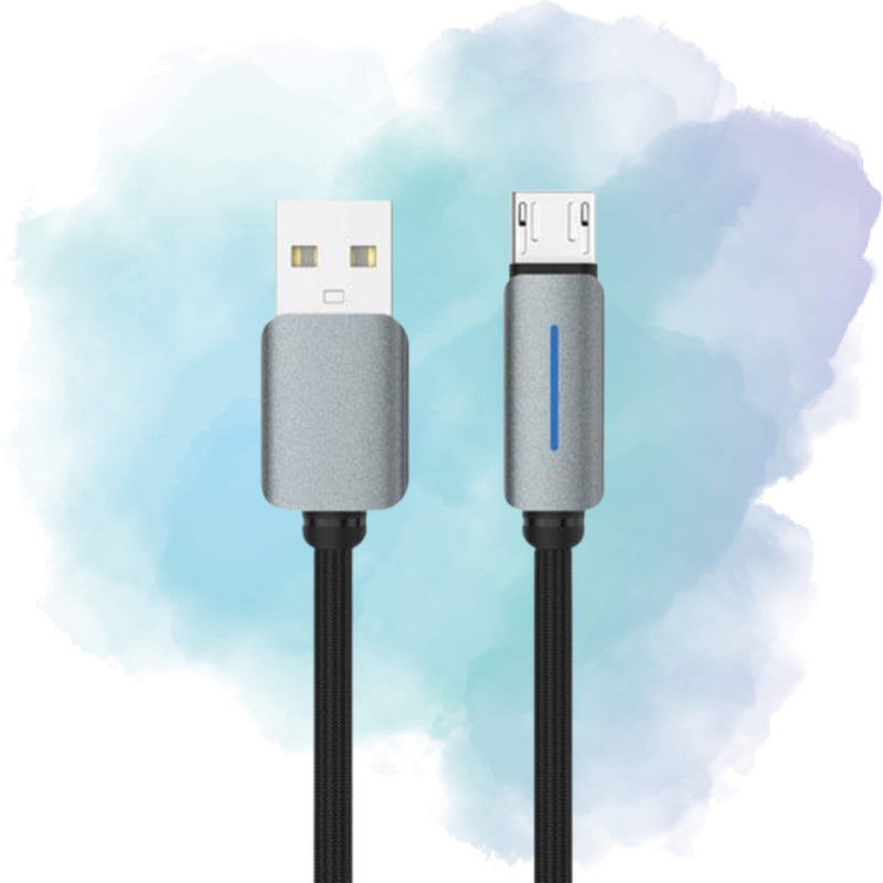 LogiLink USB to Micro Fast Charging Nylon Braided Data Cable with LED Light, 1m (1-Year Warranty)