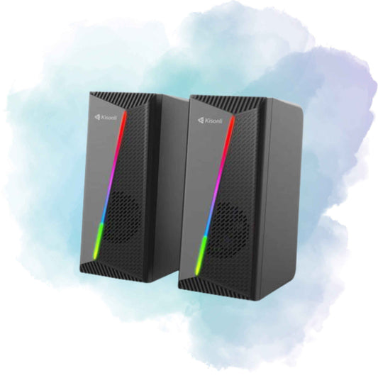 Kisonli X30 Gaming USB 2.0 RGB Stereo Speaker with AUX for PC, Laptop & Mobile