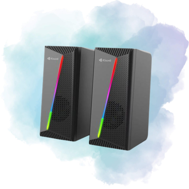Kisonli X30 Gaming USB 2.0 RGB Stereo Speaker with AUX for PC, Laptop & Mobile