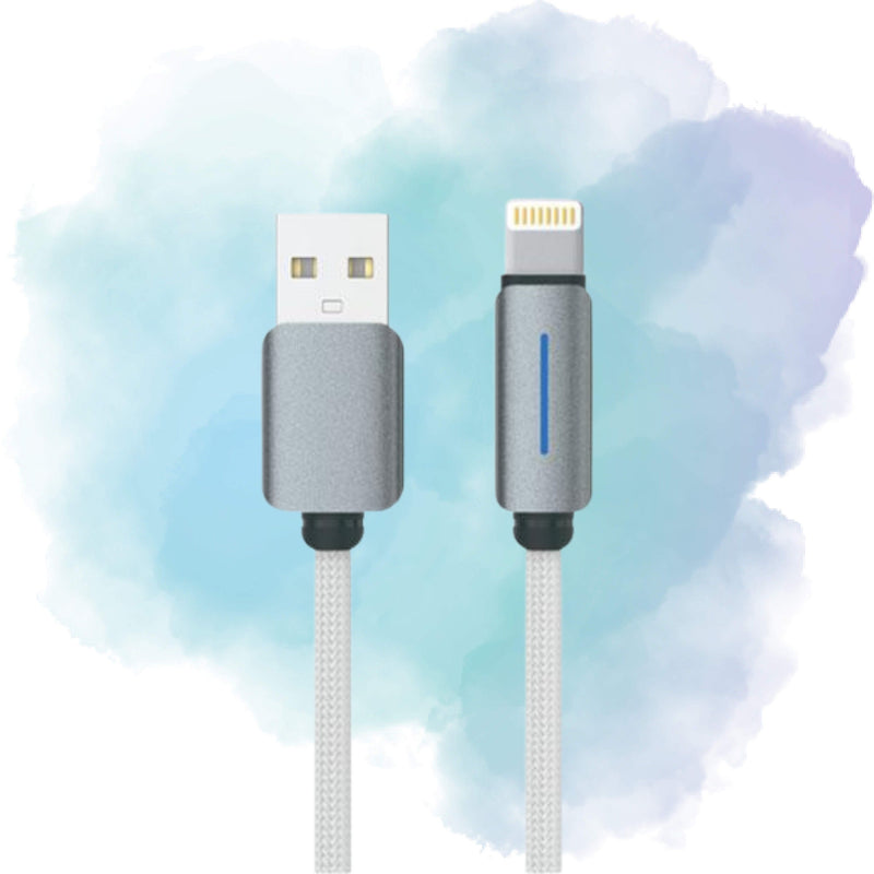 Logilink USB to Lightning Nylon Fast Charging Data Cable with LED Light – 1m, White (1 Year Warranty)