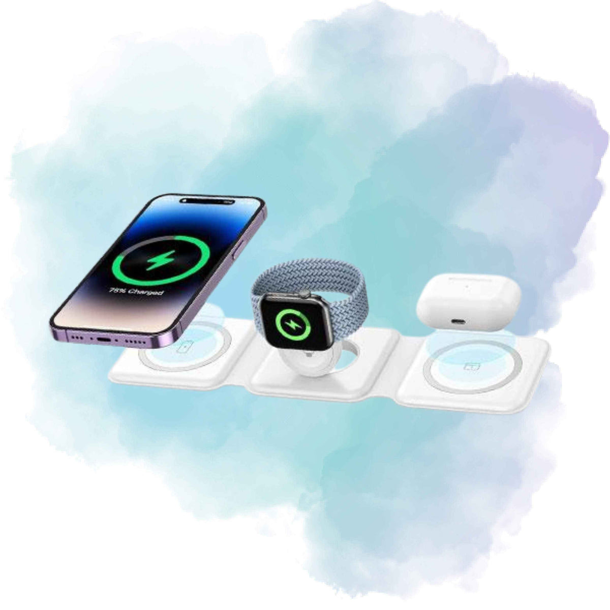 3-in-1 15W Fast Wireless Magnetic Charging Pad for iPhone, AirPods & Apple Watch