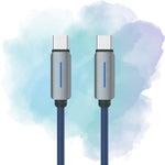 Logilink USB-C to USB-C Nylon Braided Fast Charging & Data Cable with LED Light – 1m (Blue, 1-Year Warranty)