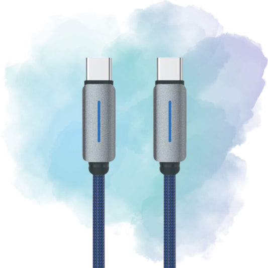 Logilink USB-C to USB-C Nylon Braided Fast Charging & Data Cable with LED Light – 1m (Blue, 1-Year Warranty)