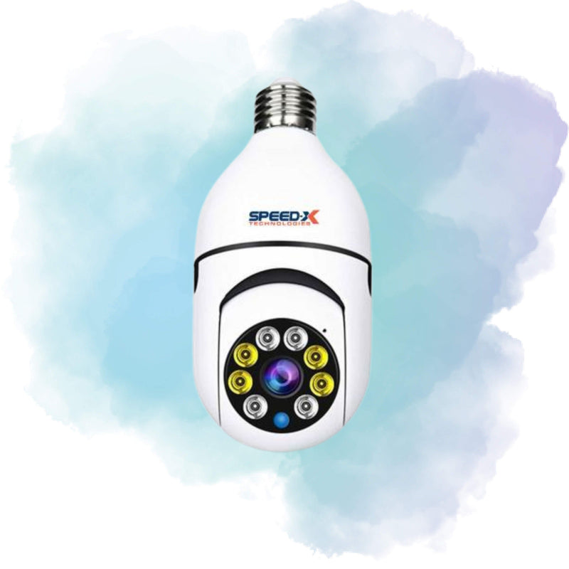 Speed-X SP-E27 1080P WiFi 360° Panoramic Bulb Camera with Night Vision, Motion Detection & V380 Pro