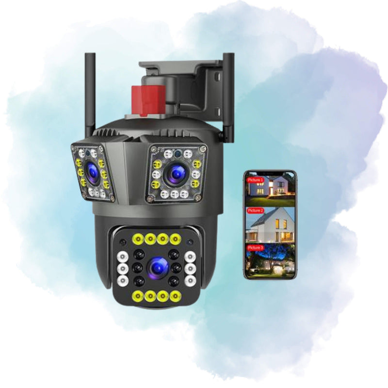 Speed-X SPZ-803 6MP Triple Lens WiFi Outdoor Security Camera with Color Night Vision & V380 Pro