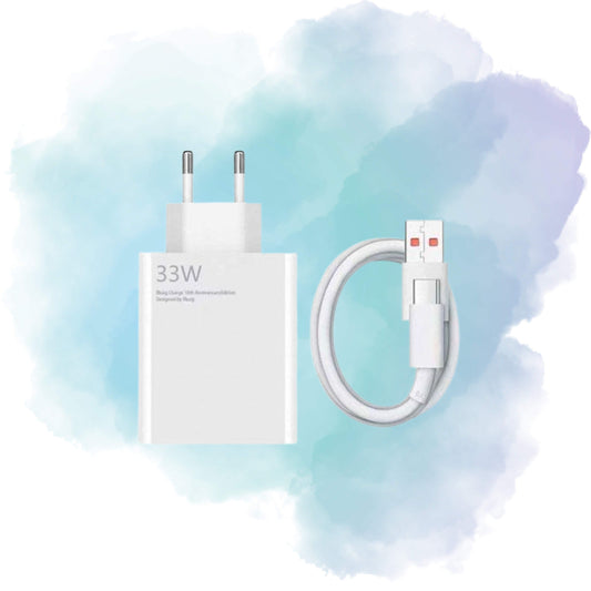 Xiaomi 33W QC3.0 Fast Turbo Wall Charger EU Plug with USB-C Cable White