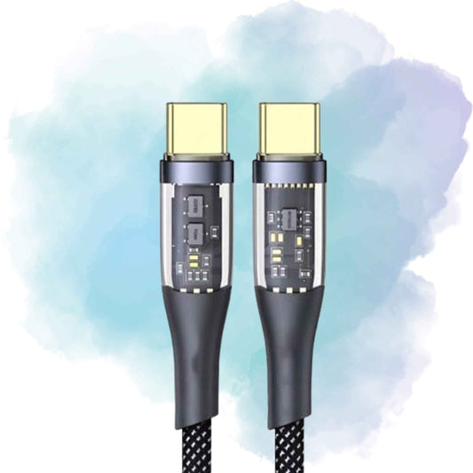 Aspor A153 240W Type-C to Type-C PD Fast Charging Data Cable with LED Light (1.8M)