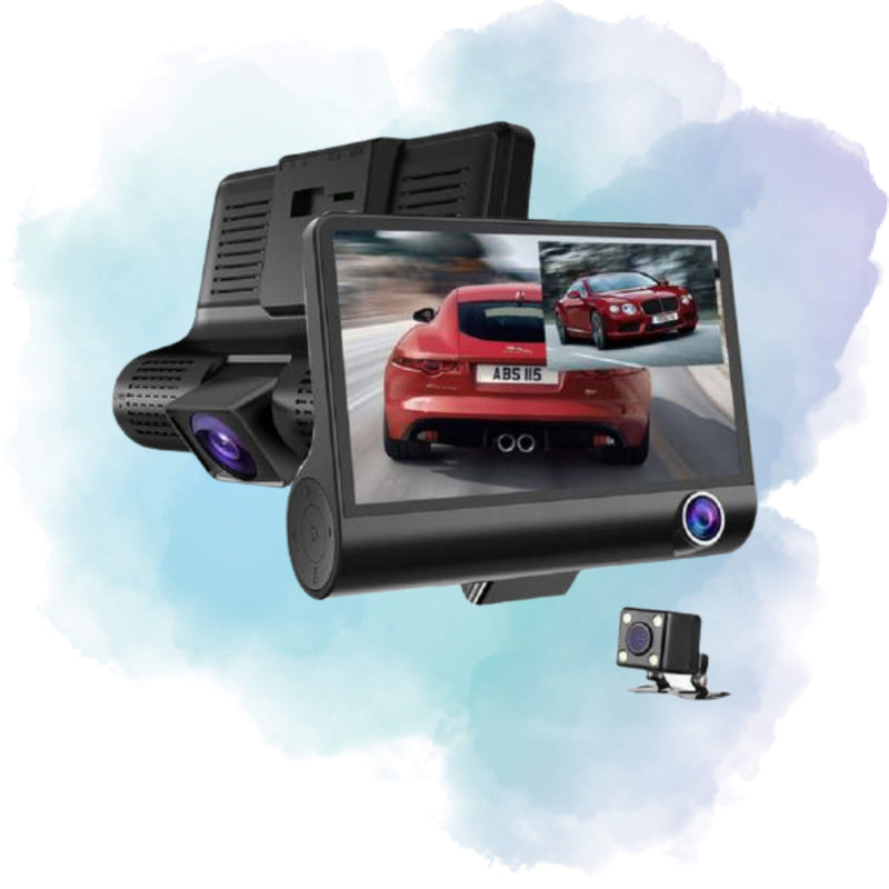 WDR 3 Lens Dash Cam Full HD 1080P Car DVR with 170° Wide Angle, Night Vision & G-Sensor