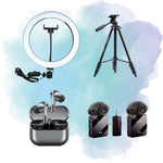 YouTube & TikTok Creator Bundle – F11-2 Wireless Mic, Tripod, Ring Light & Galaxy Buds3 Pro