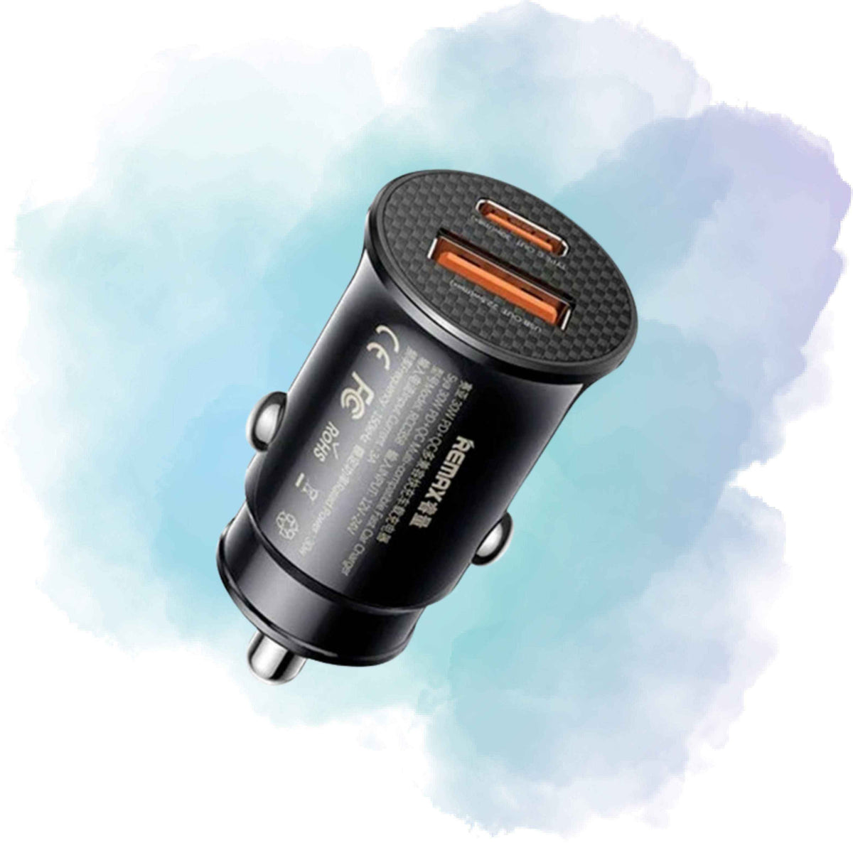 Remax RCC358 SIYA Series 30W PD + QC Dual Port Fast Car Charger (Black)