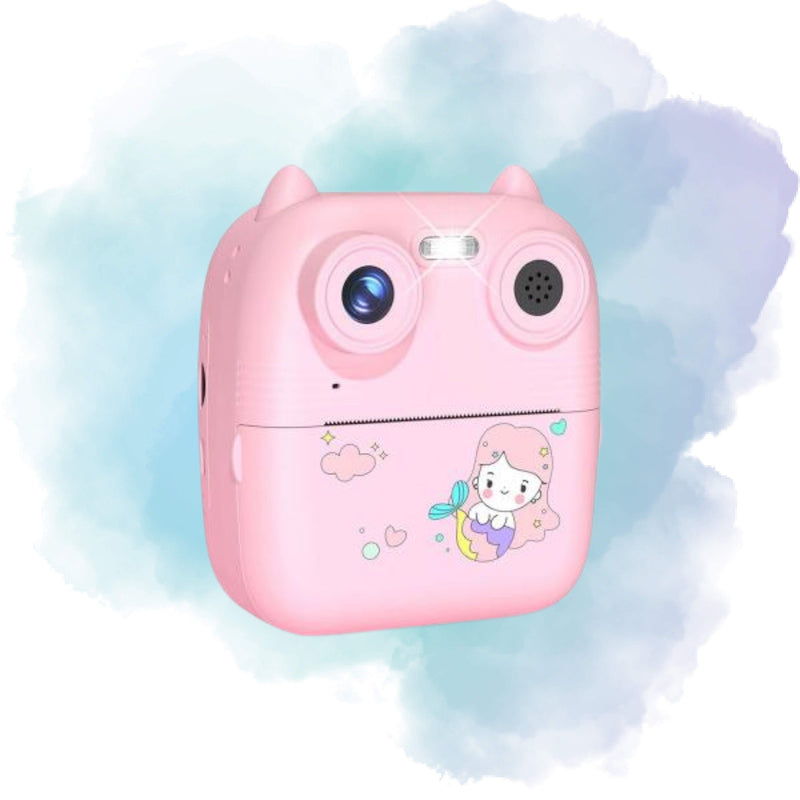 D8S Kids Digital Print Camera 1080P HD 48MP Dual Lens Thermal Printing Camera Pink