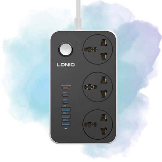 LDNIO SC3604C 2500W Power Extension Strip 3 Sockets 3 USB-A + 3 USB-C 2M