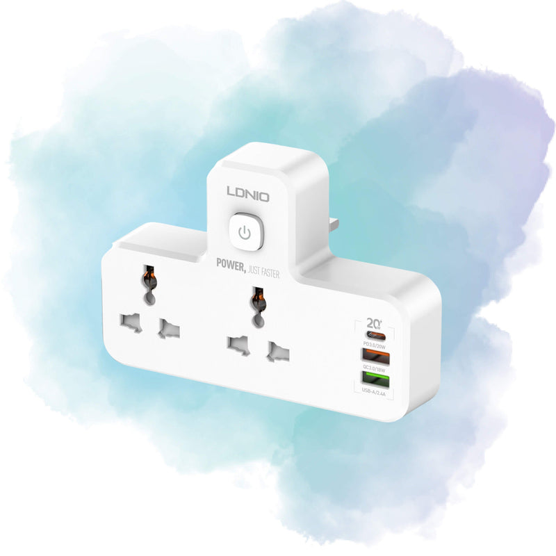 LDNIO SC2311 20W PD Fast Charging Power Extension Touch Night Lamp 2 Sockets 1 USB-C + 2 USB-A