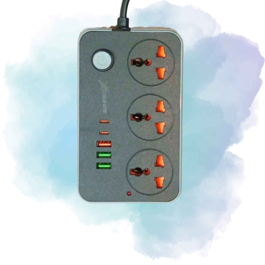 Speed-X 603PU Universal Travel Power Extension 3 Sockets 3 USB + 2 Type-C 2M
