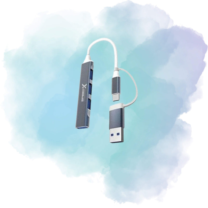 Speed-X SP-UTC41 2-in-1 4 Port USB 3.0 Hub Type-C & USB
