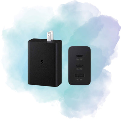 Samsung 65W US Pin PD Power Adapter Trio (2 USB-C + 1 USB-A) Fast Charger