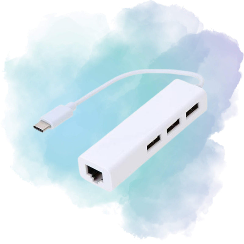 USB-C 3.1 to LAN & 3-Port USB Hub | Gigabit Ethernet Adapter | Plug & Play